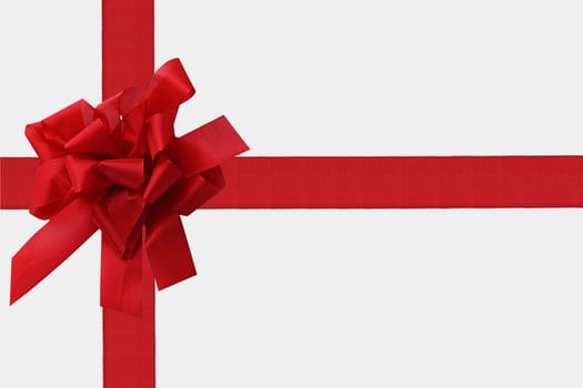Gift Box with red-colored bow and ribbons isolated on white