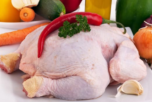 raw Chicken whith Provençal herbs and vegetables