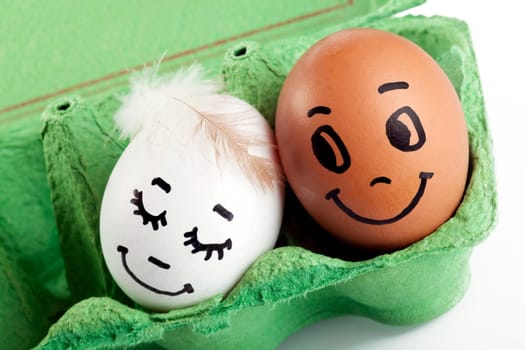 Sweet couple egg staying close to each other with love