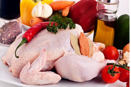 raw Chicken whith Provençal herbs and vegetables