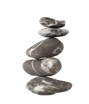 Arrangement of Balancing Stones Isolated on white