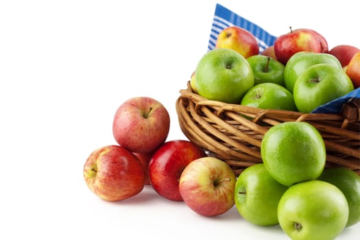Red and Green Apple Arrangement Isolated On White with light Shadow