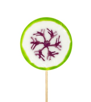 Lovely Lollipop with snowflake isolated on white