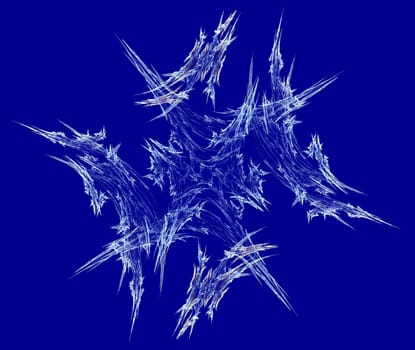White frost or snow crystal on a blue background.