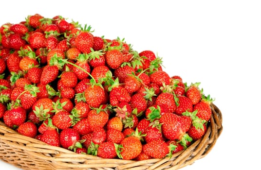 Close up of Strawberries in Basket isolated on White