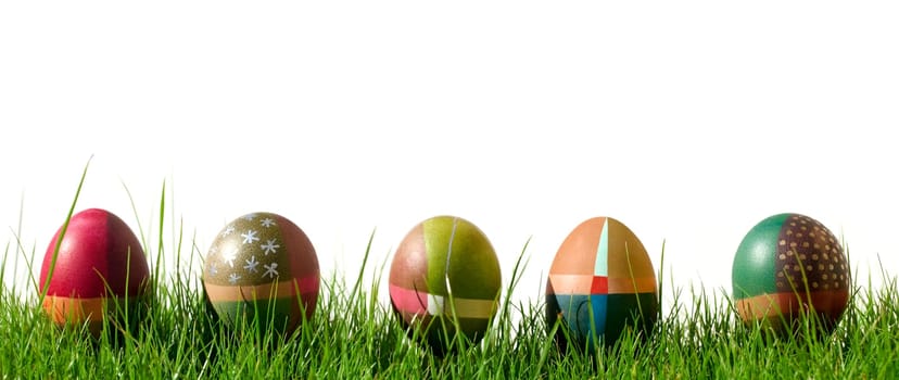 Hand Painted Easter Eggs in the Grass