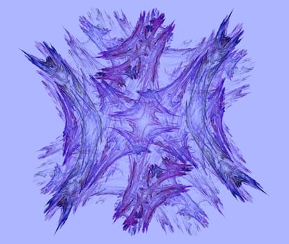 Icy purple fractal snow crystal on a pastel lavender background.