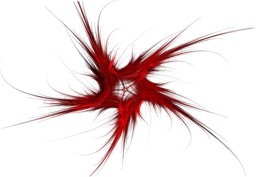 Patriotic swirling red fractal star on a white background.