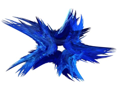 Patriotic swirling blue fractal star on a white background.