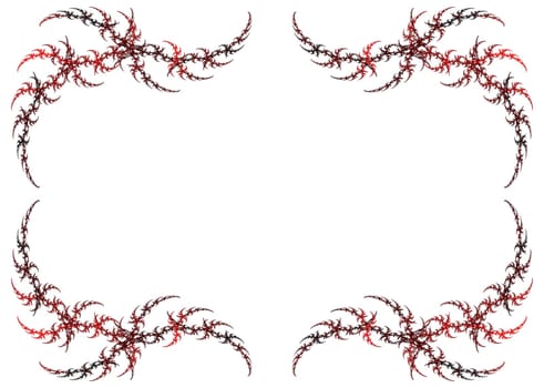 Pink colored fractal frame with white copy space.