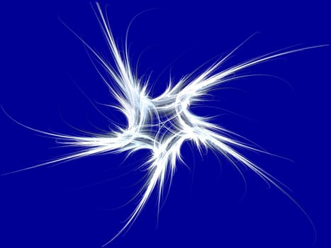 Patriotic swirling white fractal star on a blue background.