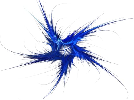 Patriotic swirling blue fractal star on a white background.