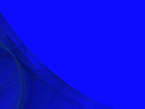 Blue background copy space with a corner design of transparent rolling layers.