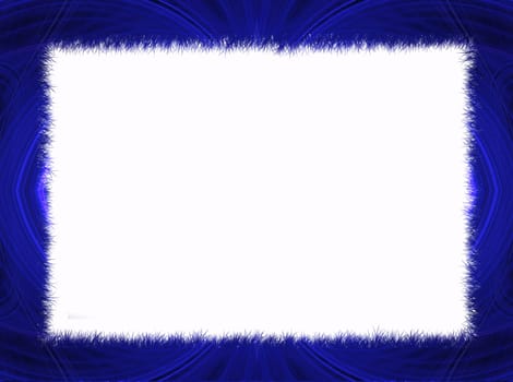Blue Fractal Border with White Copy Space.