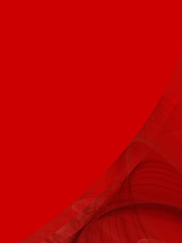 Red background copy space with a corner design of transparent rolling layers.