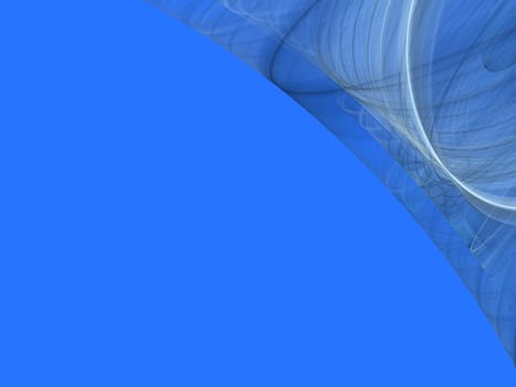 Light blue background copy space with a corner design of transparent rolling layers.