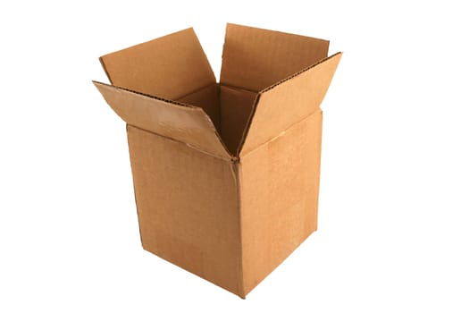 A Isolated Empty open cardboard box