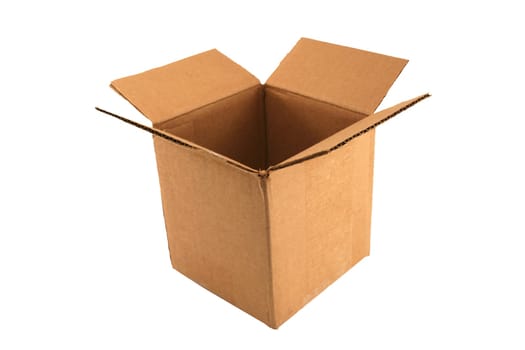 A Isolated Empty open cardboard box
