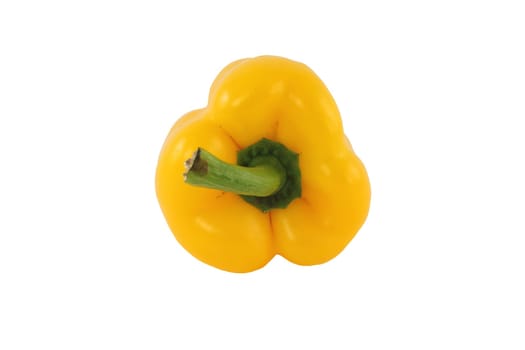 A Isolated yellow pepper top on white background