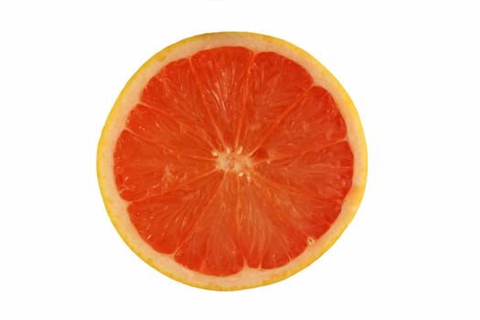 A Isolated pink grapefruit half on white