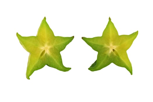 A Isolated sliced Star fruit on white background