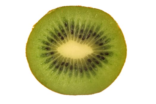 A isolated sliced kiwifuit on white background