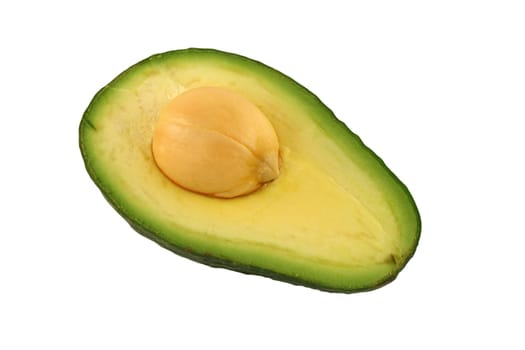 A Isolated avocado half with pit
