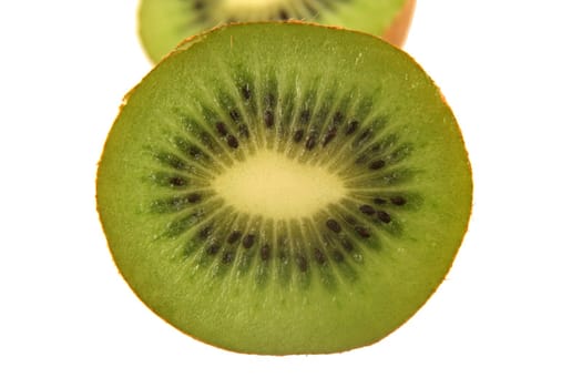 isolated sliced kiwifuit on white background