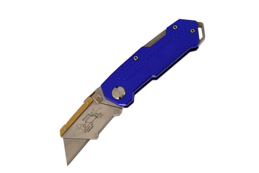 A Open Blue anodized contractors razor knife