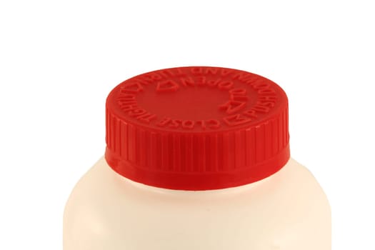 Isolated child proof cap on a medicine bottle
