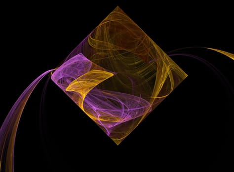 Square or diamond that looks like it is pouring something out In Mardi Gras colors of purple and gold .