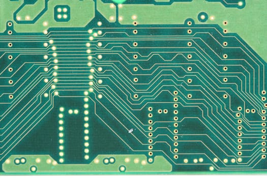 The Back of a green curcuit board