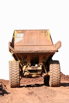A rearview of a large dumptruck