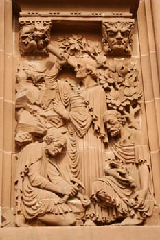 A old carved statue on a Princeton NJ building
