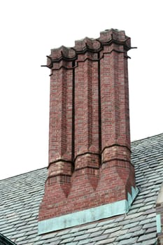 Some old chimneys on a roof