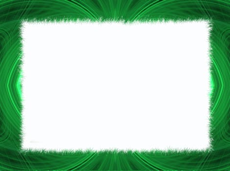 Green fringe fractal border with white copy space.