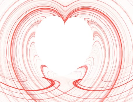 White Heart Copy Space surrounded by red fractal design.