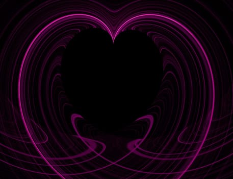 Black Heart Copy Space surrounded by pink fractal design.