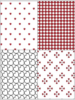 Four red, black and white Valentine wallpaper backgrounds.