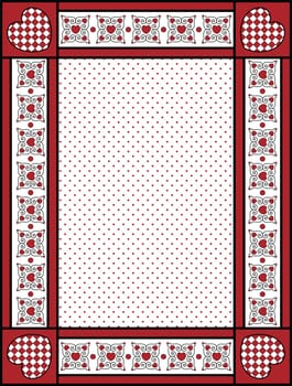 Red, black and white Valentine border, frame or tag with gingham trim.