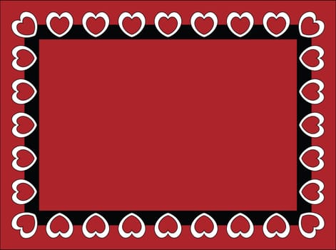 Valentine frame or tag with red copy space and double-layered hearts.