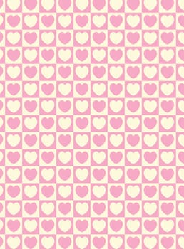 Swatch heart striped squares fabric wallpaper in pink and ecru that matches Valentine borders.