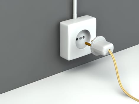 3d rendered standart outlet with  a plug