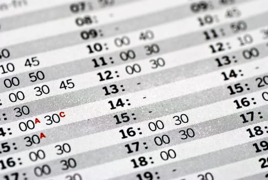 a close up of numbers in a timetable