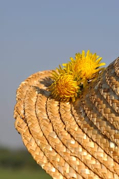 Straw hat in summer