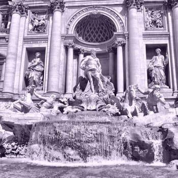 Baroque Trevi Fountain (Fontana di Trevi) in Rome, Italy - high dynamic range HDR