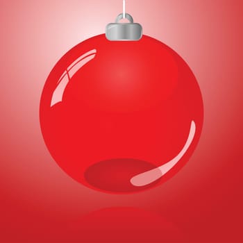 Glossy illustration of a red Christmas decoration ball