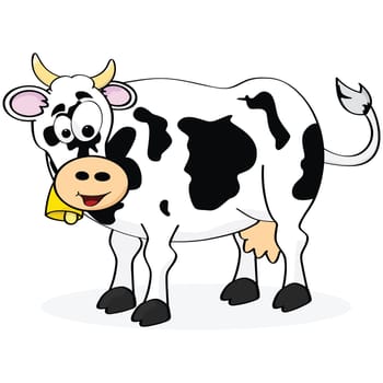 Cartoon illustration of a happy cow smiling