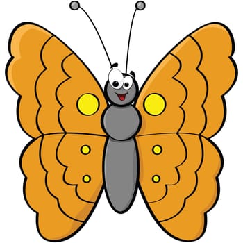 Cartoon illustration of a smiling butterfly