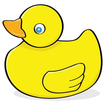Cartoon illustration of a yellow rubber duck